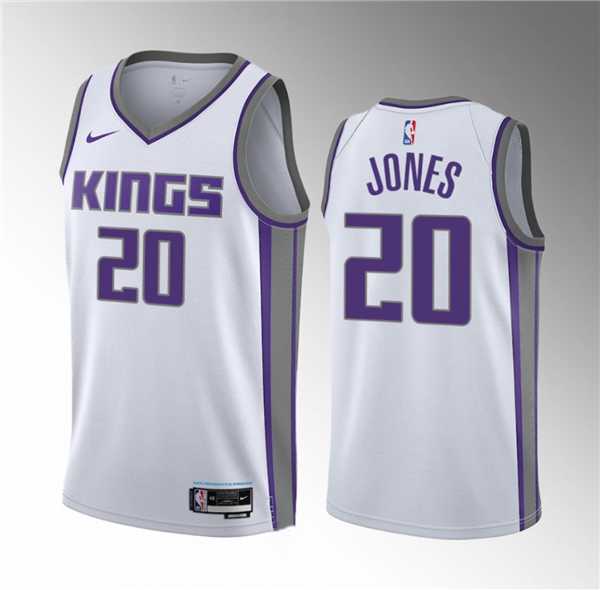 Men's Sacramento Kings #20 Colby Jones White 2023 Draft Association Edition Stitched Jersey Dzhi